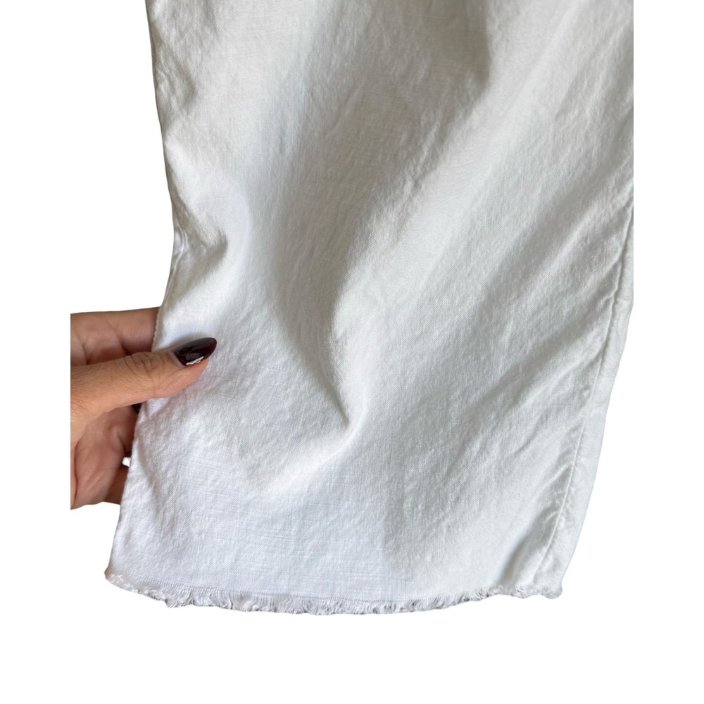 Frank & Eileen Kinsale White Italian Performance Linen Pants Size 10 Raw Hem - Picture 6 of 7